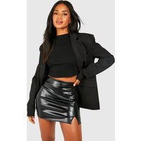 Womens Contrast Seam Leather Look Mini Skirt - Black - 2 | boohoo (US & Canada)