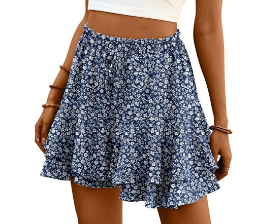 Lepunuo Shorts for Women Casual Boho Butterfly Summer Beach Skorts Adjustable Drawstring Running Shorts | Amazon (US)