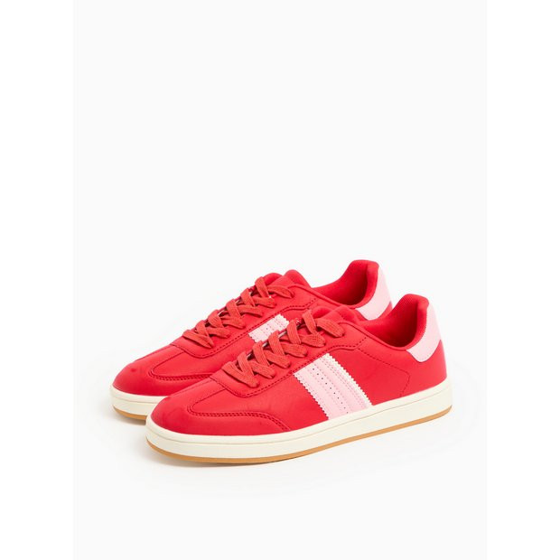 Red Retro Stripe Court Trainers 5 | Tu Clothing