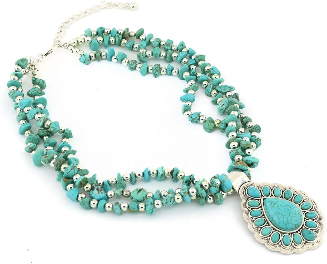 Vintage Alloy Synthetic Turquoise Necklace Fashion Jewelry Women | Amazon (US)