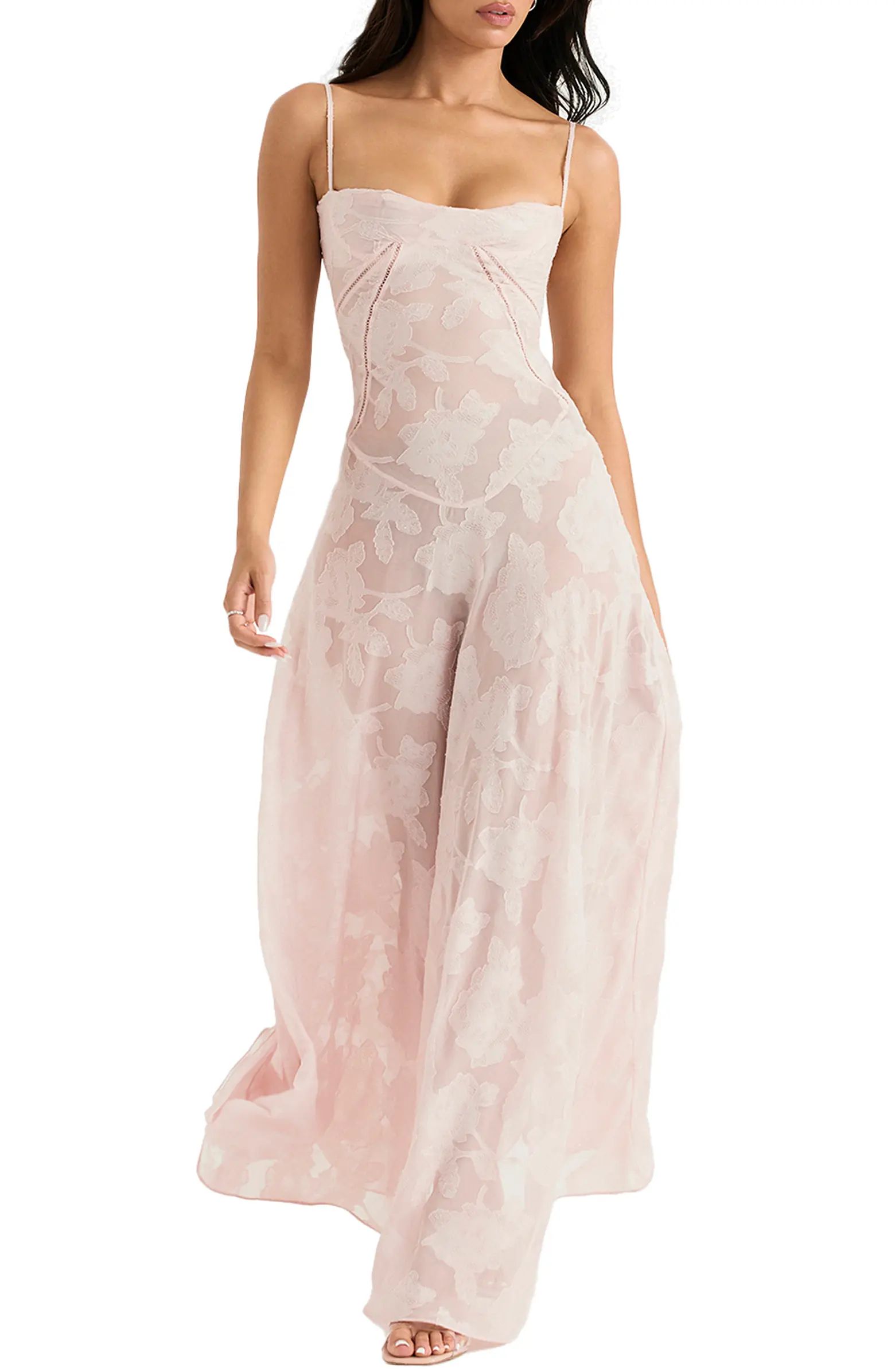 Seren Blush Lace-Up Back Gown | Nordstrom