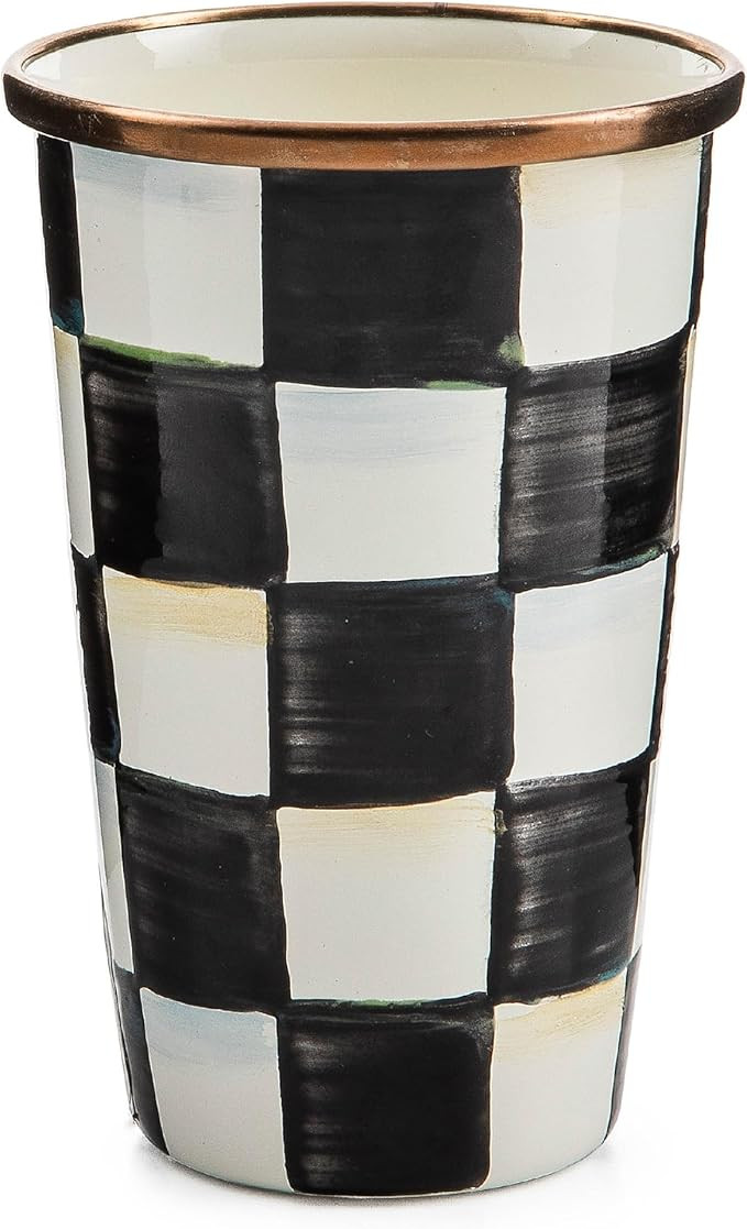 MACKENZIE-CHILDS Enamel Tumbler, Open Tumbler Cup, Cute Enamelware Cup, 10 Ounces, Black-and-Whit... | Amazon (US)