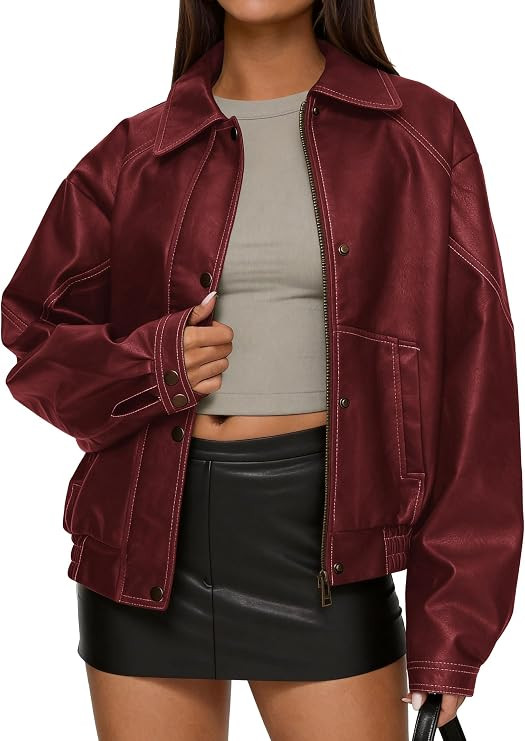 PRETTYGARDEN Leather Jacket Women Faux Oversized Coat | Amazon (US)