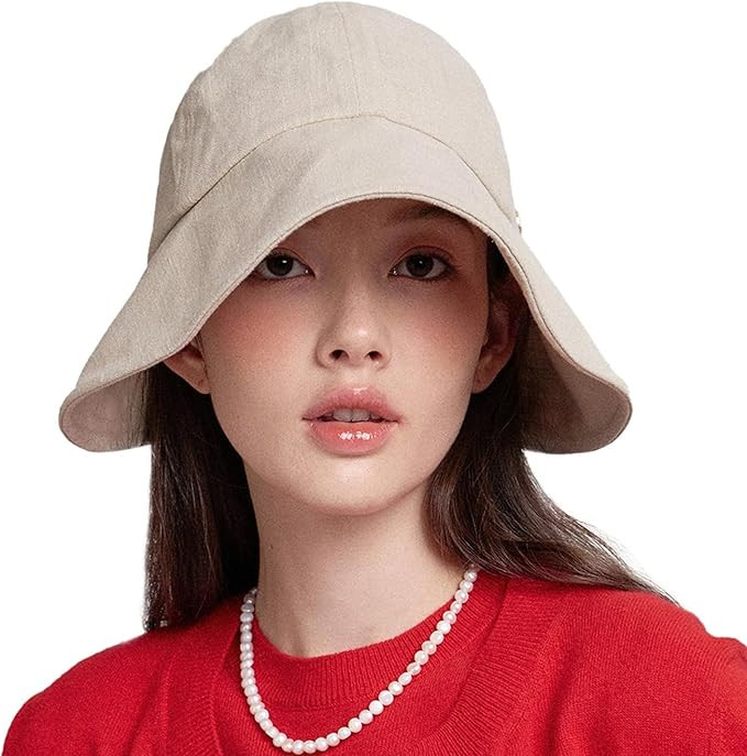 WHITE SANDS MOJA Linen Victorian Bonnet Hat Sun Cap, Foldable Summer Visor | New Katy | Amazon (US)