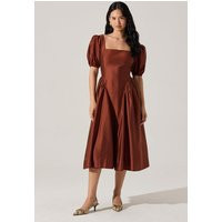 ASTR the Label | Keairra Puff Sleeve Midi Dress in Rust | Size XS | ASTR The Label (US)