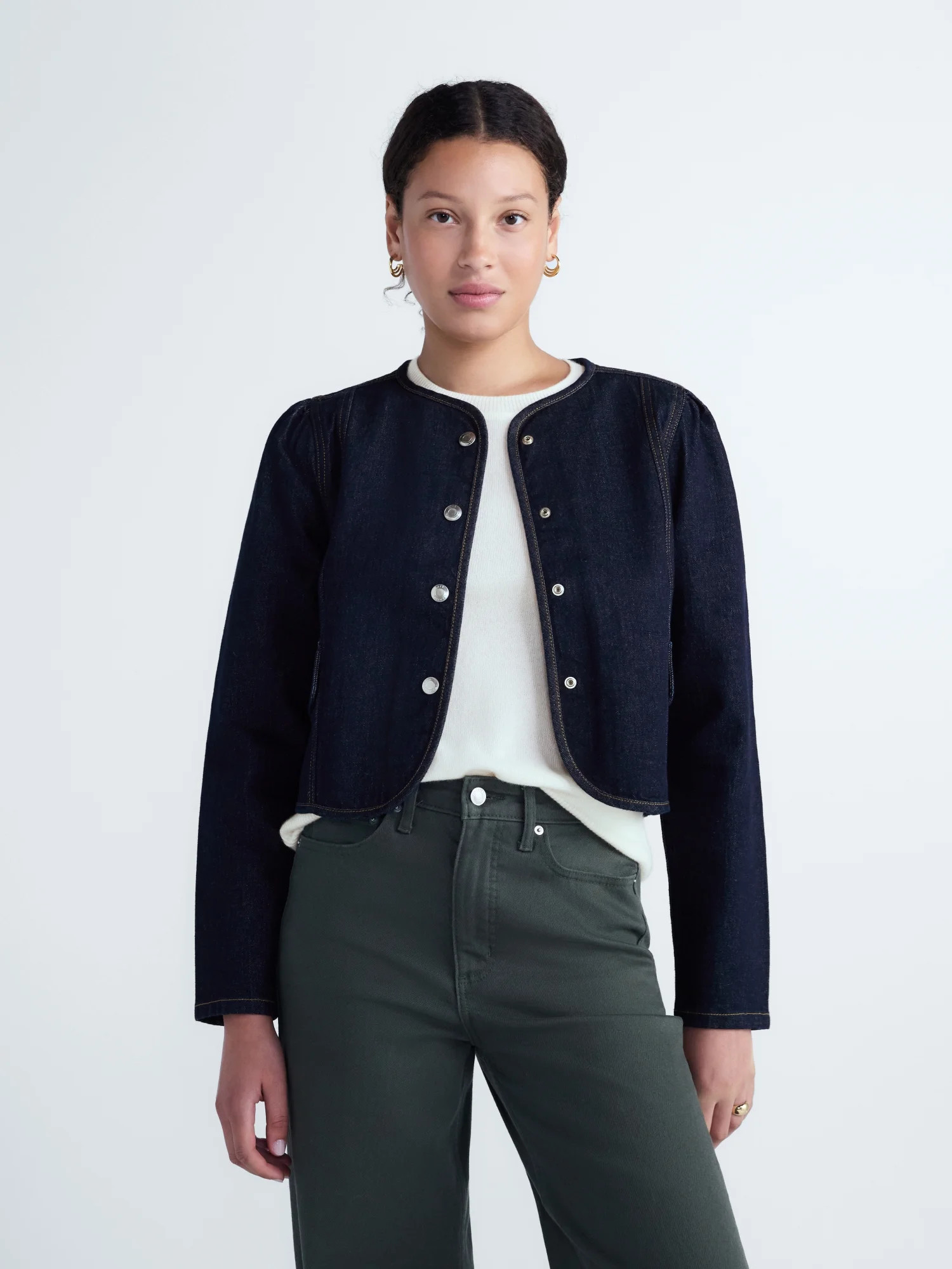 Free Assembly Women's Long Sleeve Puff Sleeve Crop Jacket, Sizes XS-XXL | Walmart (US)