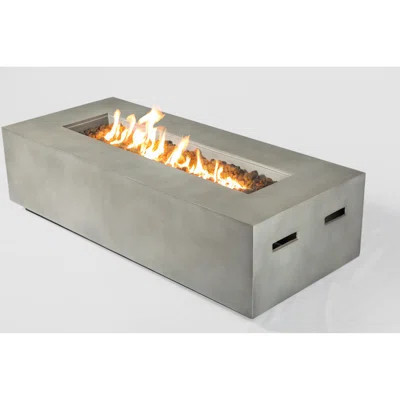 Creamy Concrete Fire Pit - Propane Powered, Versatile For Patio Entertaining In White Modern Fireplace Driven, Adjustable Flame Height Hue | Wayfair North America