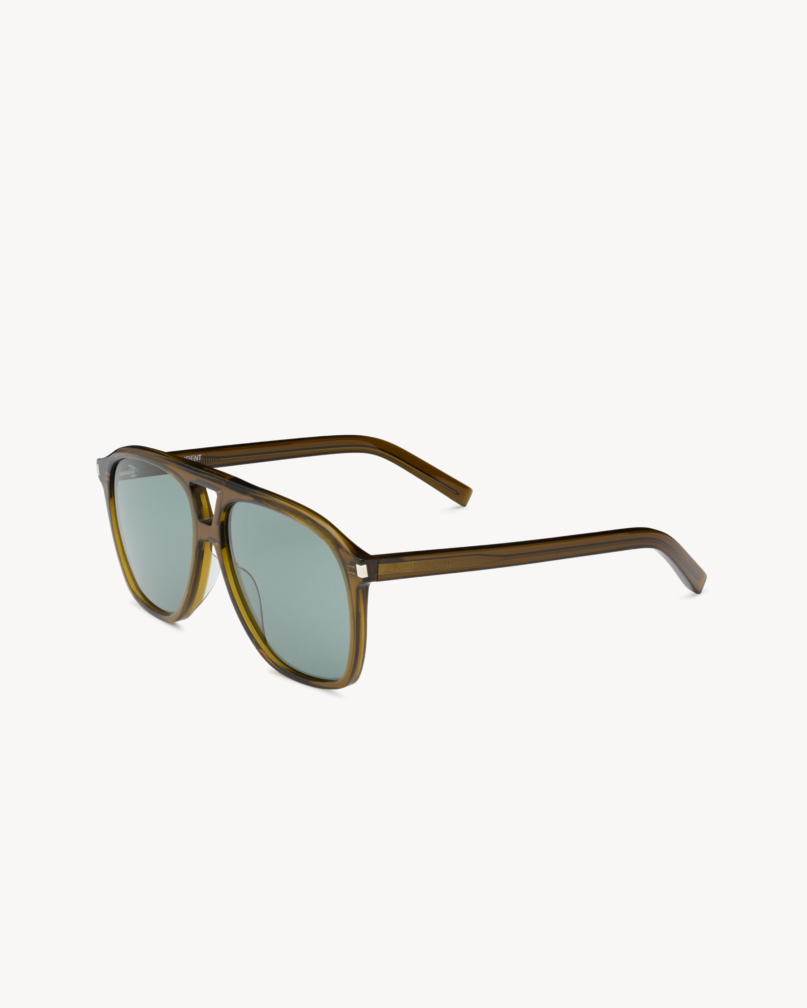 aviator sunglasses with translucent acetate frames and nylon lenses, featuring a double bridge. | Saint Laurent Inc. (Global)