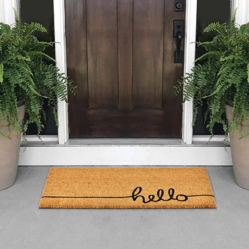 mDesign Rectangular Coir and Rubber Entryway Welcome Doormat with Natural Fibers for Indoor or Ou... | Amazon (US)