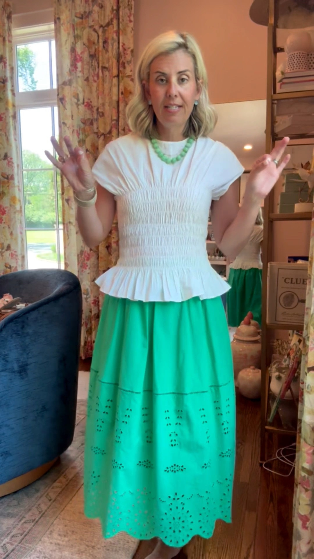 Showing you how I mix and match a set with other pieces in my closet. This green set is on major sale!
Top - xs 
Skirt - xs 
Mersea top - one size 
Tees - xs
Tnuck top - xs
Shoes - 8 tts

*Use Catherine20 for 20% off my bracelets

#LTKdayinmylife #LTKmomlife #LTKSaleAlert