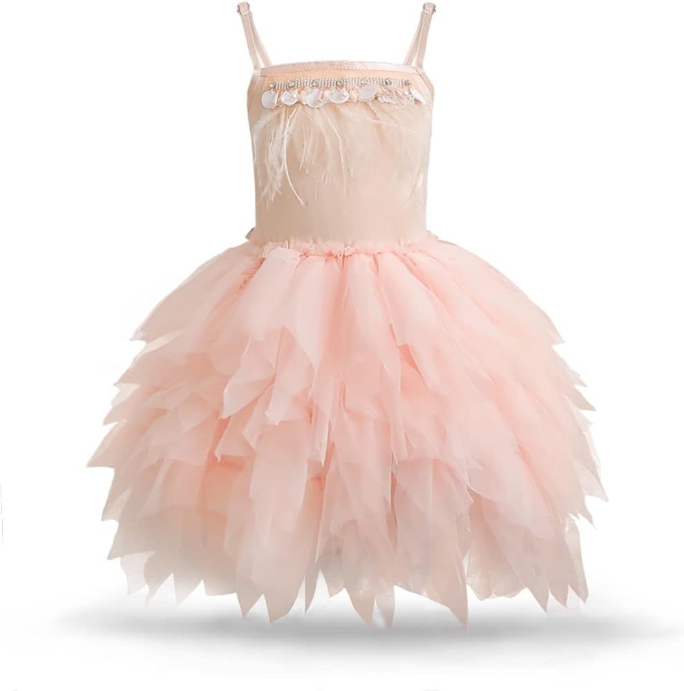 NNJXD Flower Girl's Wedding Dress Lace Sleeveless Tulle Summer Vintage Dresses | Amazon (US)