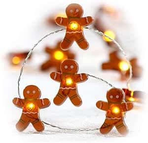 Festive Decoration String Lights, Impress Life Gingerbread Man Cookies 10 ft 40 LEDs with Battery... | Amazon (US)