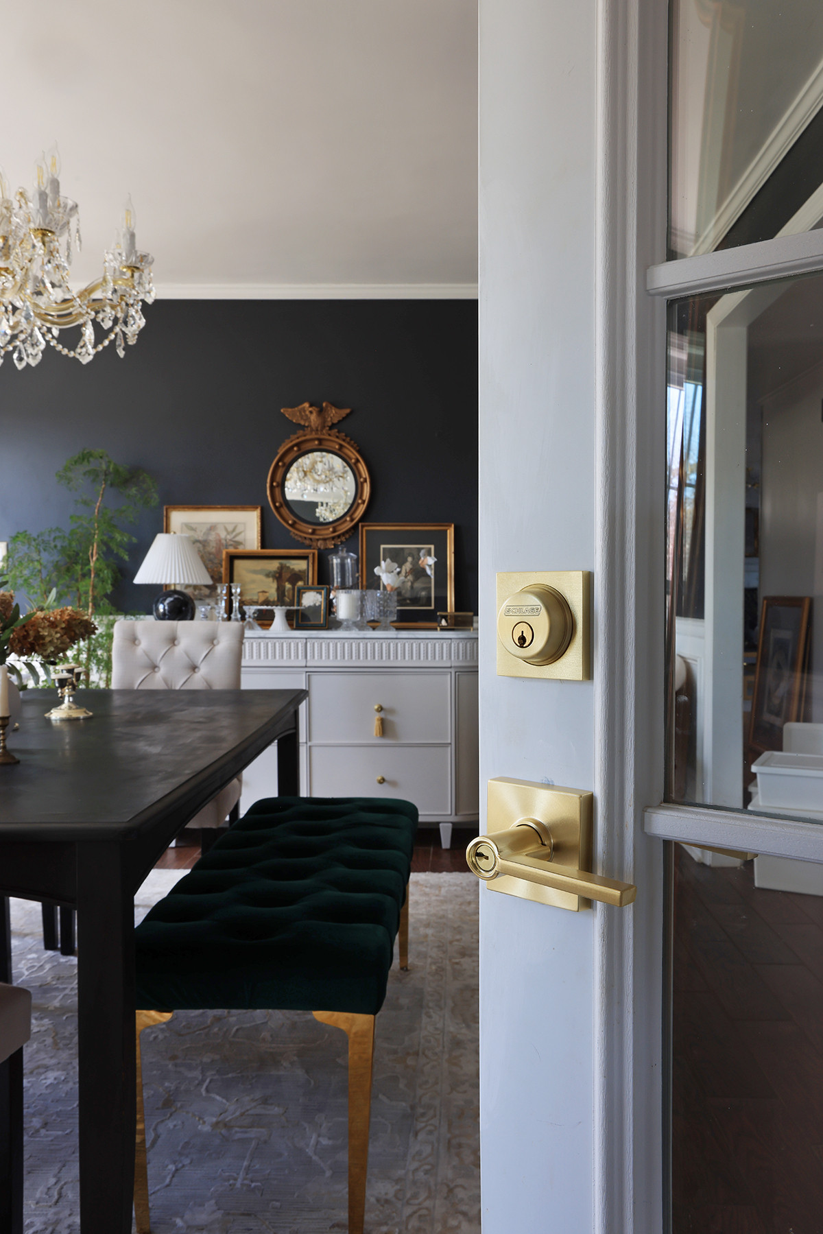 Brass door hardware | New levers and locks on a door are a quick easy makeover that makes a big impact! 

 #LTKHome