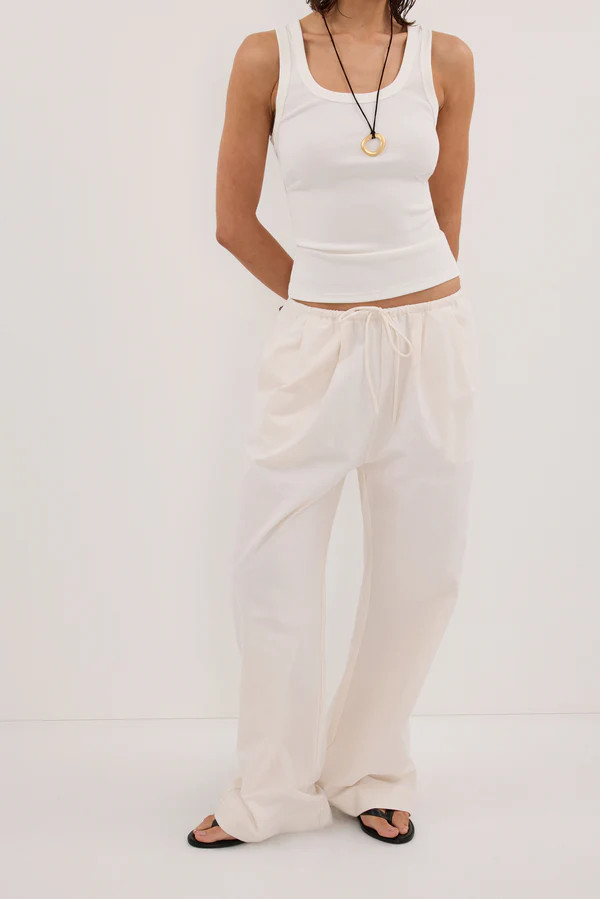 RHEA CREAM COTTON DRAWSTRING PANT | DISSH