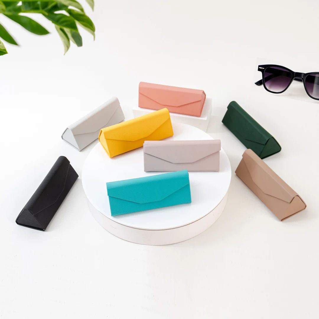 Vegan Leather Magnetic Folding Hard Shell Case for Sunglasses - Etsy | Etsy (US)