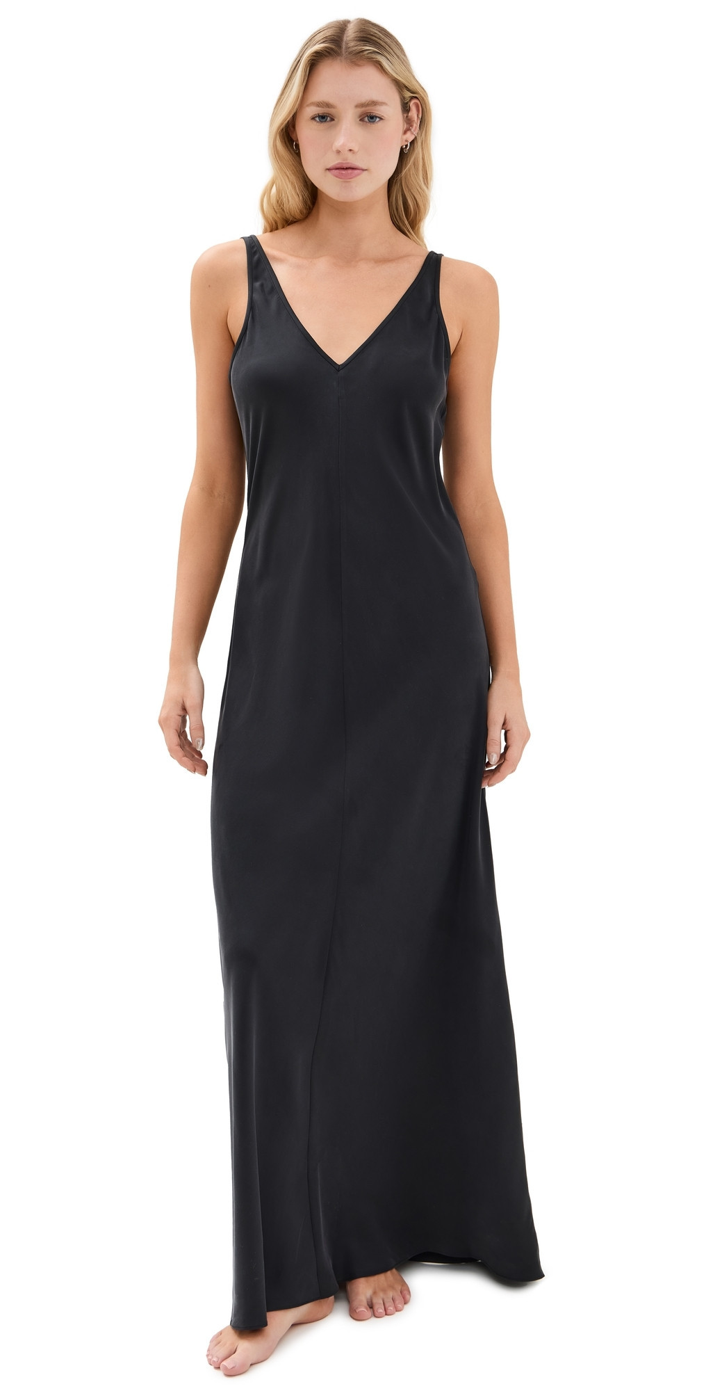 Lunya Washable Silk Maxi Bias Dress Immersed Black XL | Shopbop