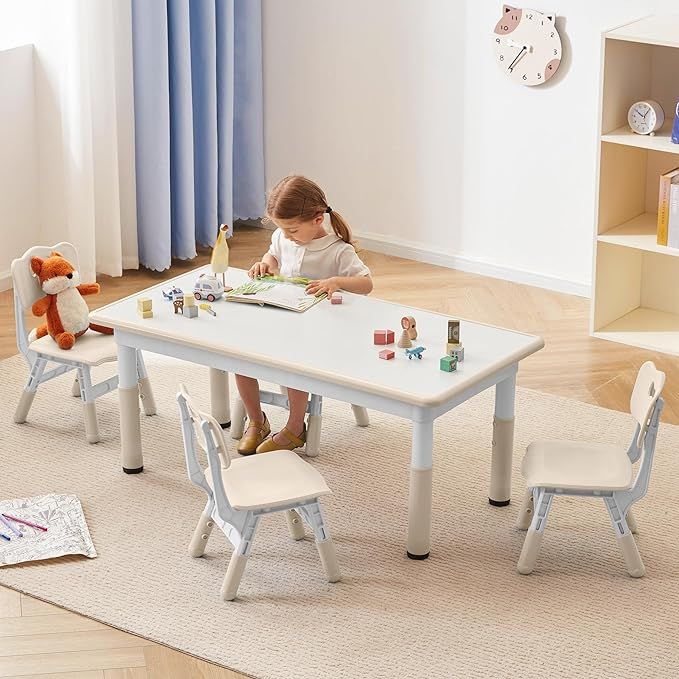GITAWUSA Kids Study Table and Chairs Set, Height Adjustable Toddler Table and Chair Set for Kids ... | Amazon (US)