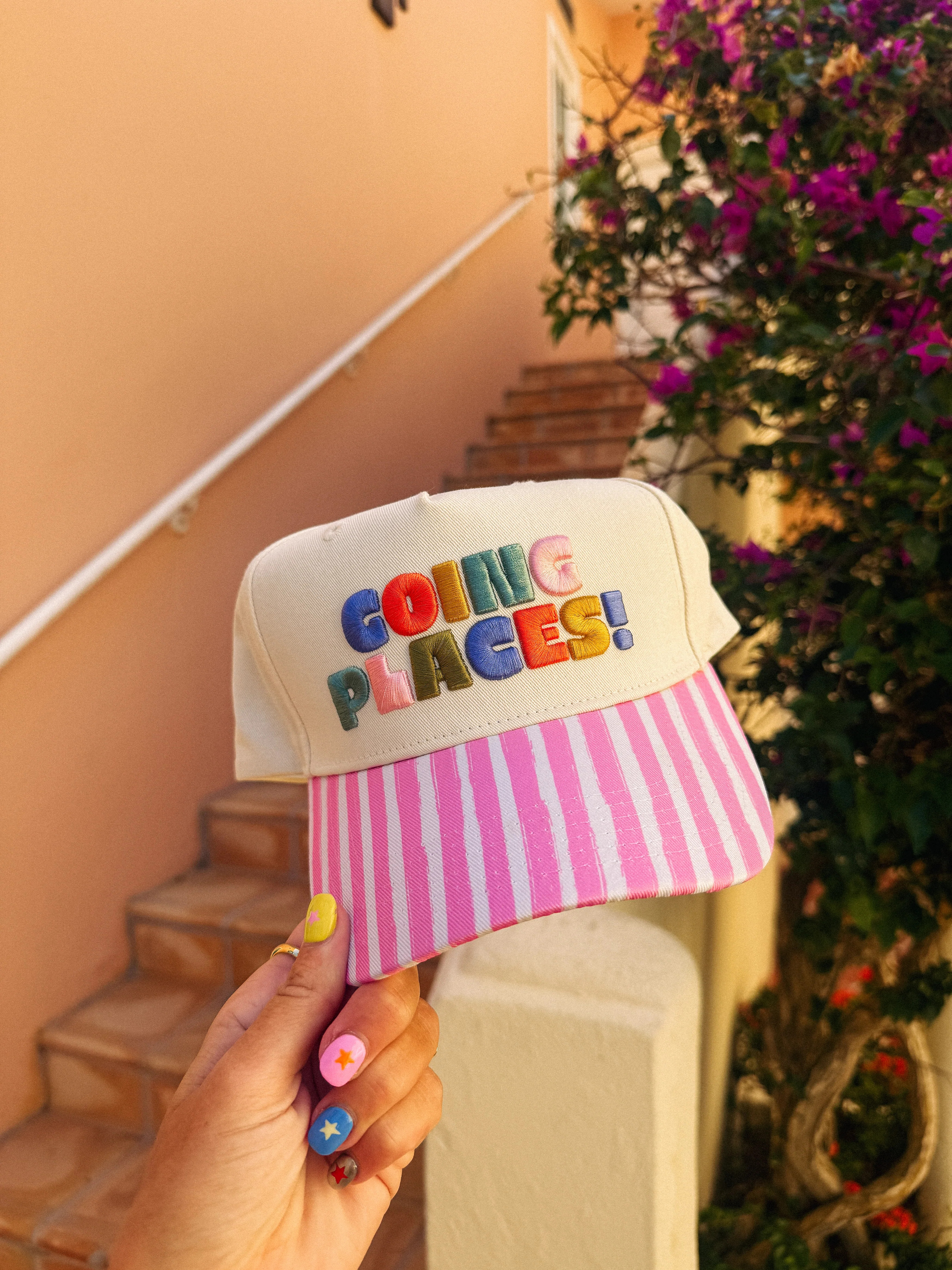 ETTA OG | going places! trucker hat - pink stripe | Etta+East
