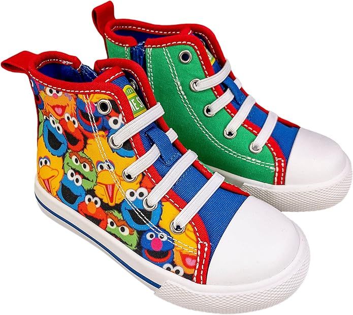 Sesame Street Elmo Shoes, Hi Top Sneaker with Laces, for Toddlers and Kids, Size 6 to 12 | Amazon (US)