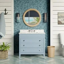 Eleanor 36" Bathroom Vanity with Powder Blue Cabinet and Carrara Marble Top | Walmart (US)