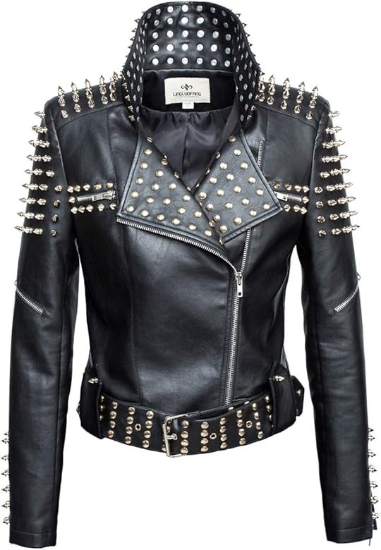 LLF Women's Faux Leather Studded Punk Style Cropped Jacket | Amazon (US)
