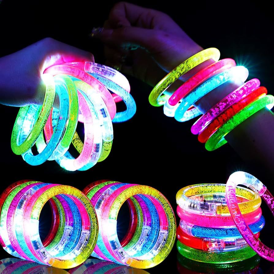 36Pcs Glow in the Dark Party Supplies for Kids/Adults, Flashing Light up Toys LED Bracelets Glow ... | Amazon (US)