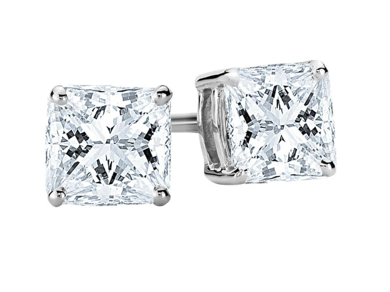 0.5-5 IGI Certified LAB-GROWN Princess Cut Diamond Earrings 4 Prong Screw Back Ultra Premium Coll... | Amazon (US)