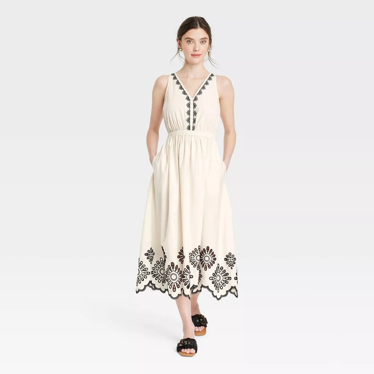 Women's Eyelet Maxi Sundress - Universal Thread™ Cream | Target