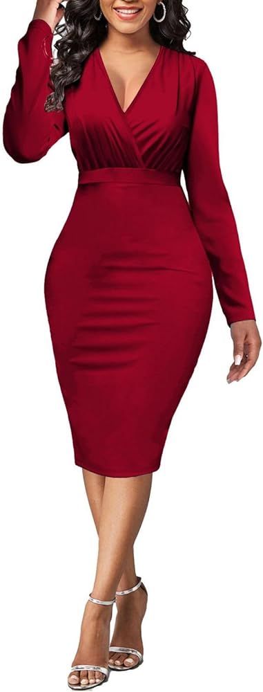 Women's Wear to Work Dresses Formal Business Church Dresses Casual Bodycon Vintage Holiday Midi P... | Amazon (US)