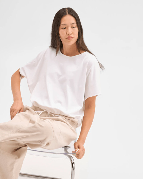 Australian Cotton Drawcord Hem T-Shirt - Brilliant White | Target AU