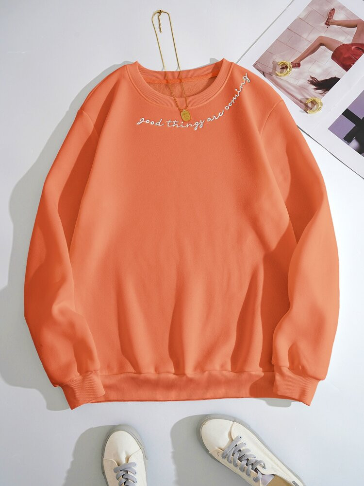Slogan Graphic Thermal Lined Sweatshirt | SHEIN