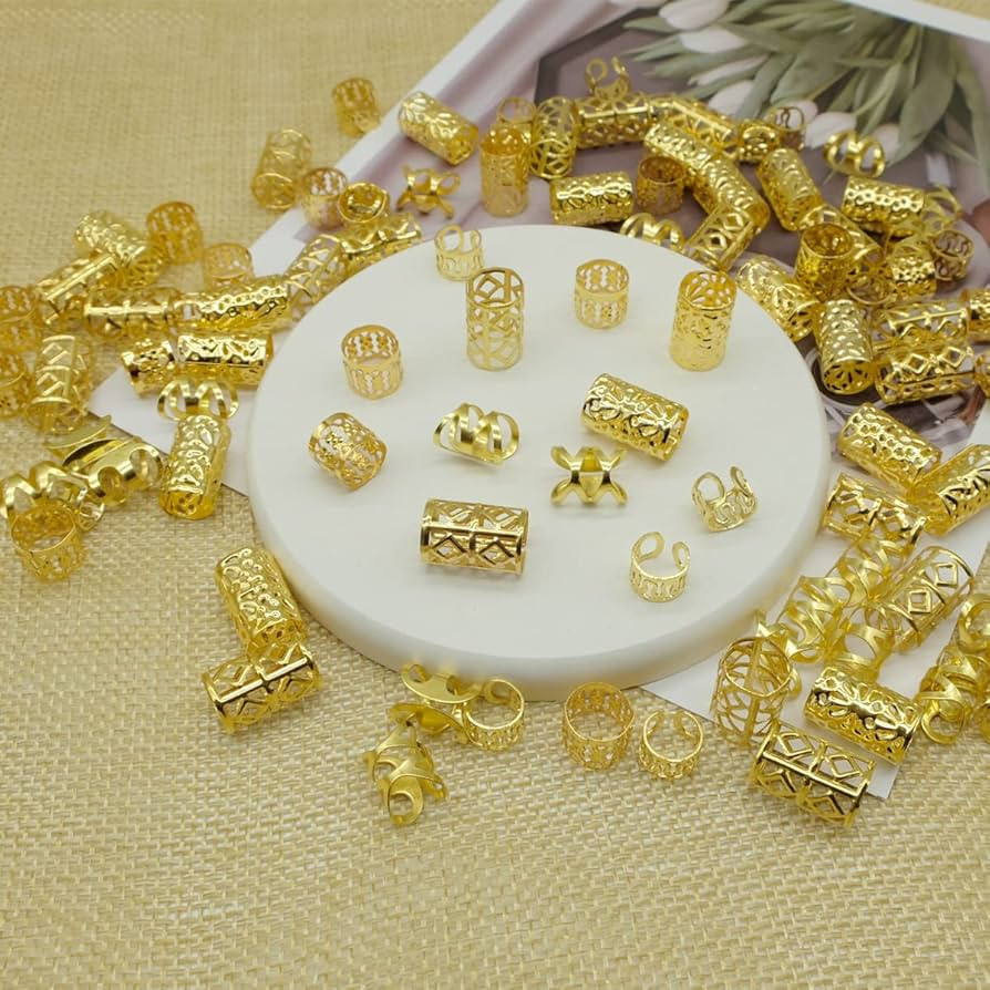100 PCS Gold Dreadlock Locs Accessories for Hair, Hair Jewelry for Braids Hair Rings for Women an... | Amazon (US)