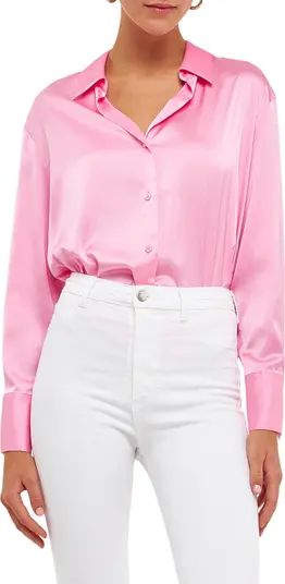 Endless Rose Satin Button-Up Shirt | Nordstrom | Nordstrom