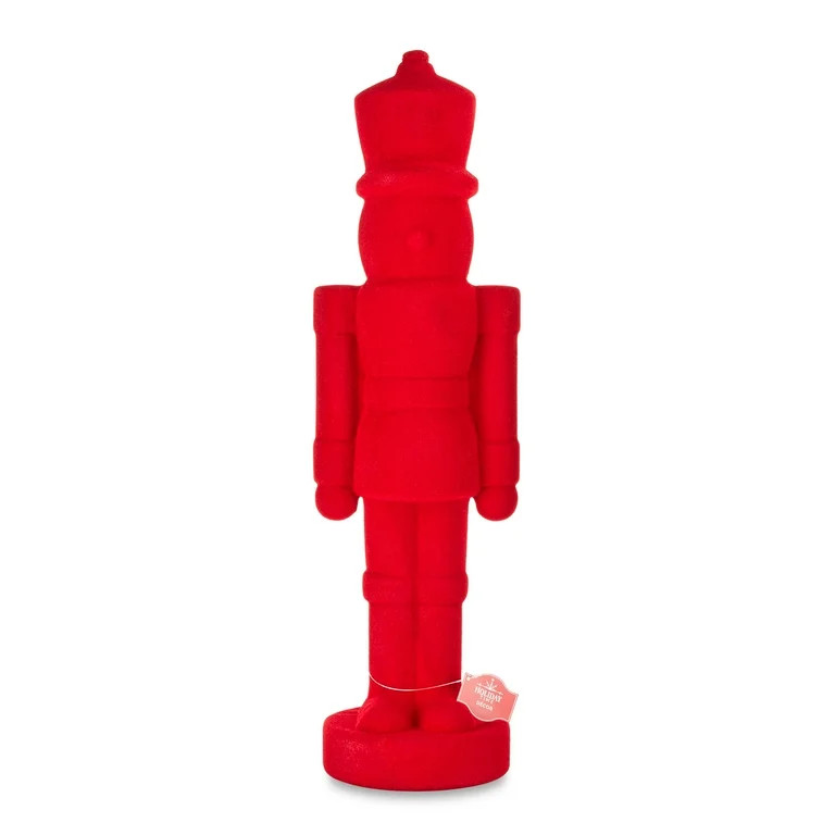 Red Flocked Nutcracker Decoration, 27", by Holiday Time | Walmart (US)
