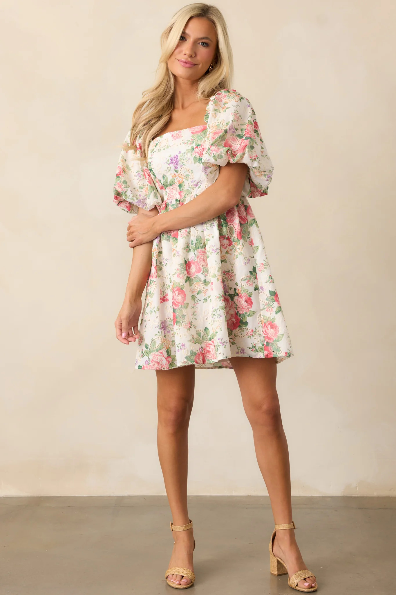 Through the Arbor Green Multi Floral Mini Dress | Red Dress