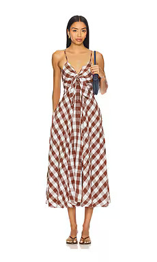 Free People Via Midi Dress in Brown Combo Everly from Revolve.com | Revolve Clothing (Global)
