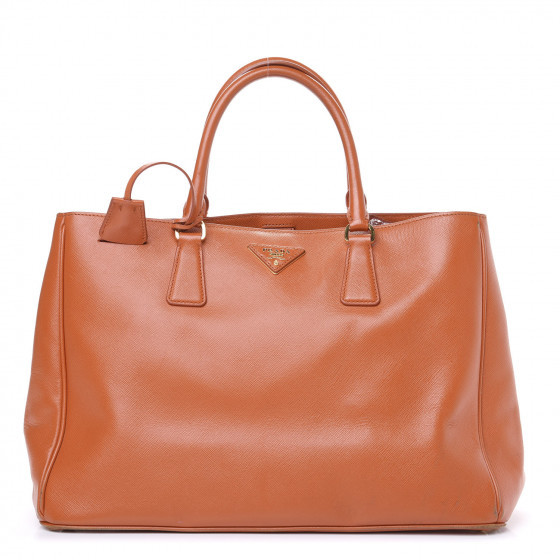 PRADA Saffiano Lux Large Tote Papaya | Fashionphile