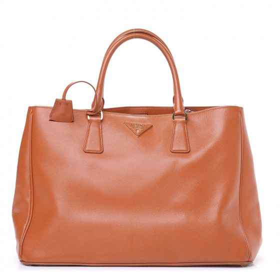 PRADA Saffiano Lux Large Tote Papaya | Fashionphile