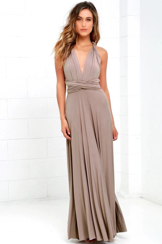 Tricks of the Trade Taupe Maxi Dress | Lulus (US)
