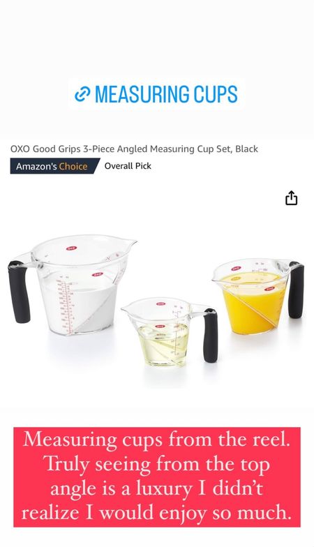 Measuring cups that you can see your measurements from the top instead of having to tilt your head down while pouring the ingredients in! 

#LTKhome #LTKfindsunder50