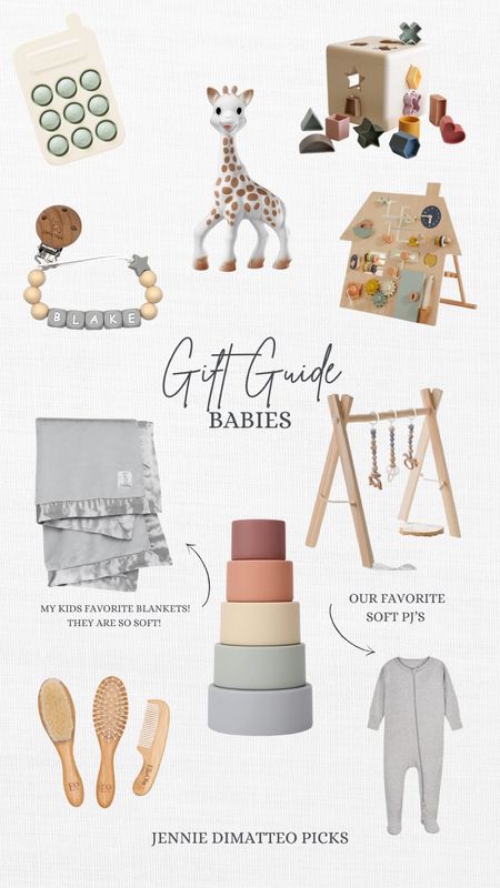 Gift guide, babies, Sophie the giraffe, mushie, teether, shape sorter, blanket, play gym, onesie, stacking cups, baby brush set

#LTKHoliday #LTKGiftGuide #LTKSeasonal