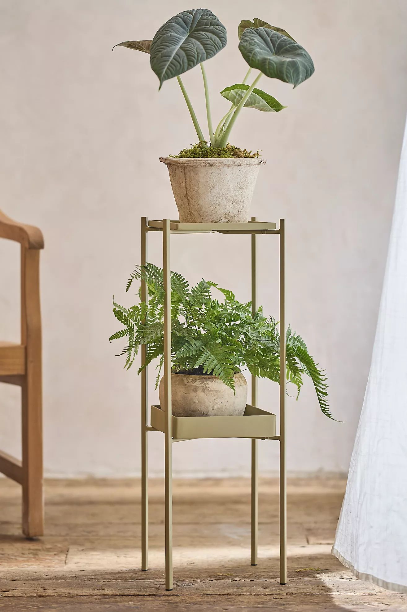 Two Tier Iron Plant Stand, Green | Anthropologie (US)