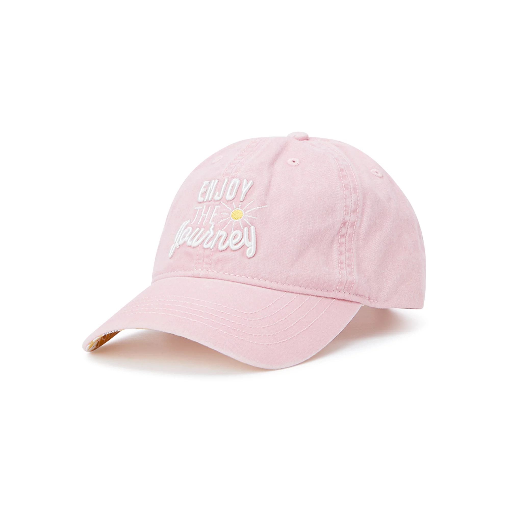 Time and Tru Women's Dusty Rose Embroidered Enjoy the Journey Washed Cotton Twill Baseball Hat | Walmart (US)