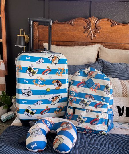 Kids luggage - puppy dog luggage - 5 pieces set includes lunchbox, suitcase, backpack, neck pillow and luggage tag! 🩵☺️ 

#LTKfindsunder100 #LTKfamily #LTKkids