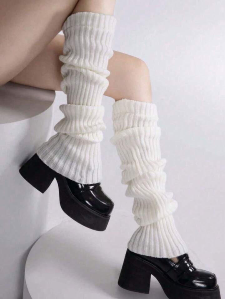 1 Pair White Over-The-Knee Long Leg Warmers, Extra Long Leg Warmers, Warm Thigh High Stockings Fo... | SHEIN