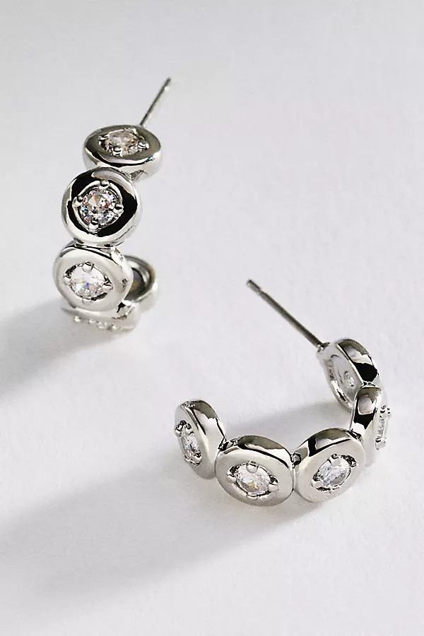 Bezel-Set Crystal Hoop Earrings | Anthropologie (US)