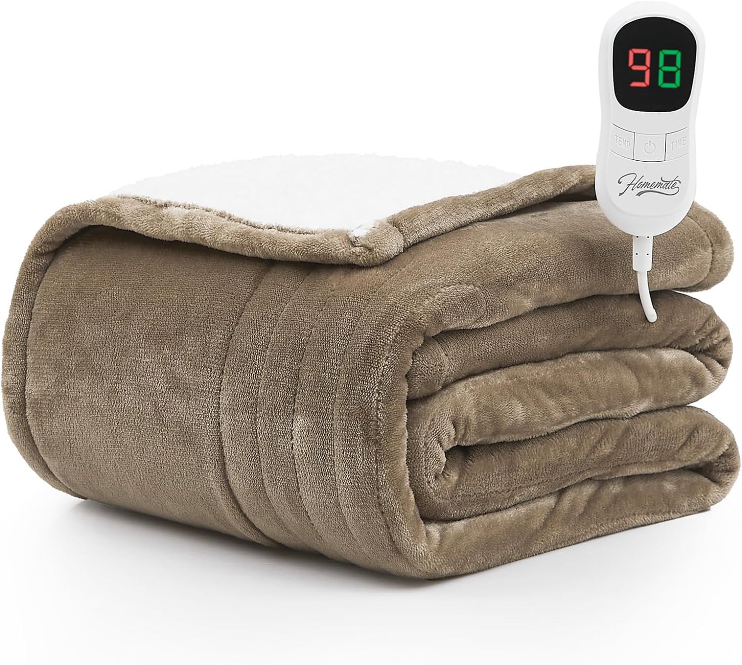HomeMate Homemate Heated Blanket Electric Throw - 50/''x60/'' Heating 1/2/4/6/8 Hours Auto-off 10... | Amazon (US)