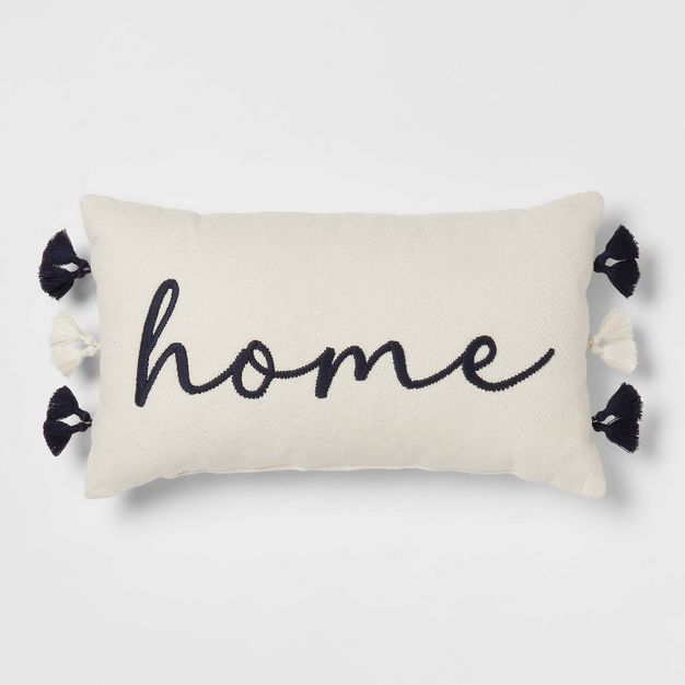 Embroidered 'Home' Lumbar Throw Pillow - Threshold™ | Target