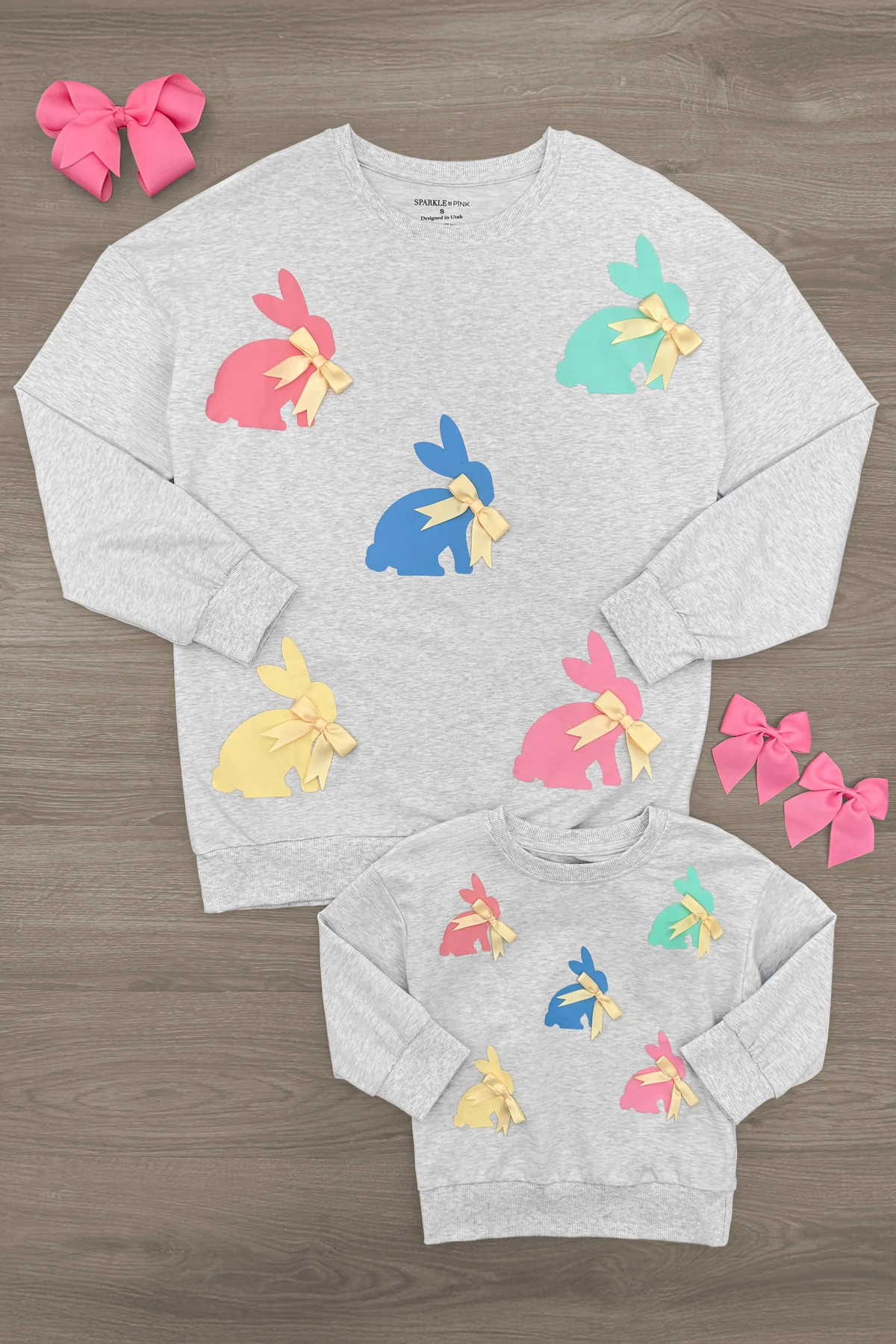 Mom & Me - Gray Bunny Bows Top | Sparkle In Pink