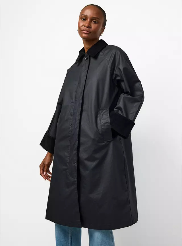 Buy Black Longline Wax Car Coat XL | Coats | Tu | Tu Clothing